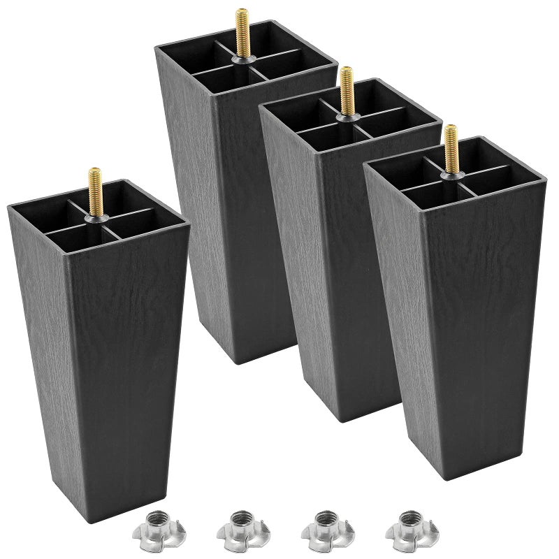Masendelk 8 inch Plastic Furniture Legs, Square Couch legs Black Sofa Legs set of 4, Mid Century Furniture feet M8 Replacement Legs for Armchair Bed Couch Cabinet Desk Table Sofa - Image 4